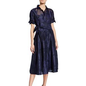 TERI JON Short-Sleeve Tea-Length Shirtdress